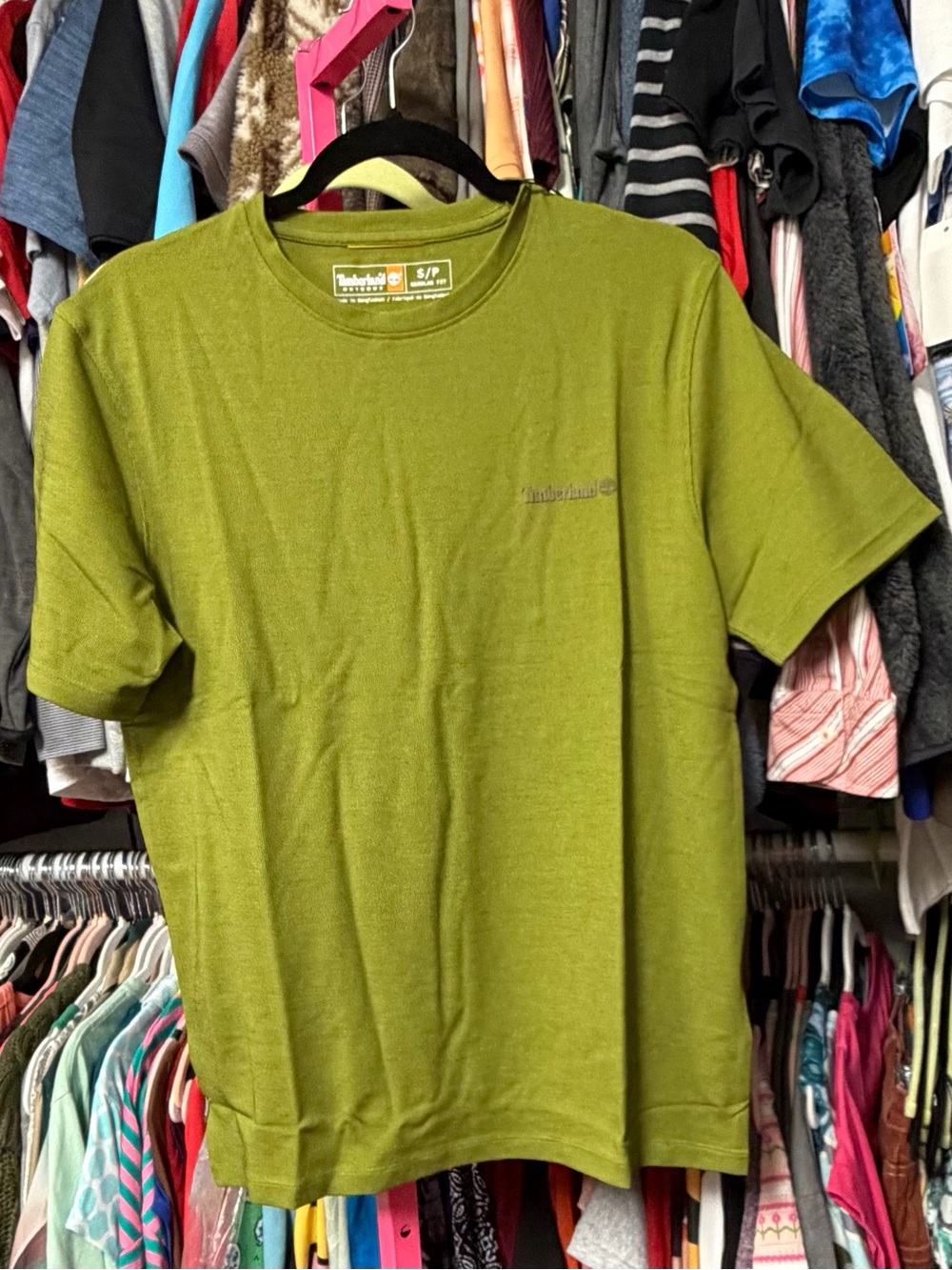 Timberland reBotl polartek men’s size small short sleeve shirt solid olive green